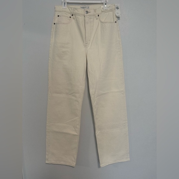 Abercrombie & fitch Linen-Blend Ultra Wide Leg Jean Sz 31/12 - Picture 2 of 6